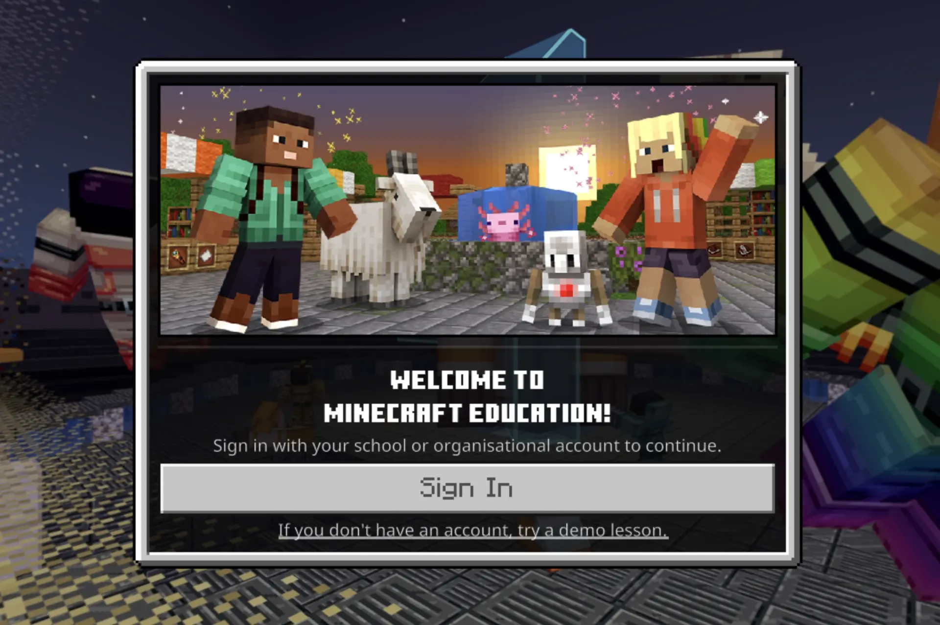 Minecraft Education 教育版登录画面